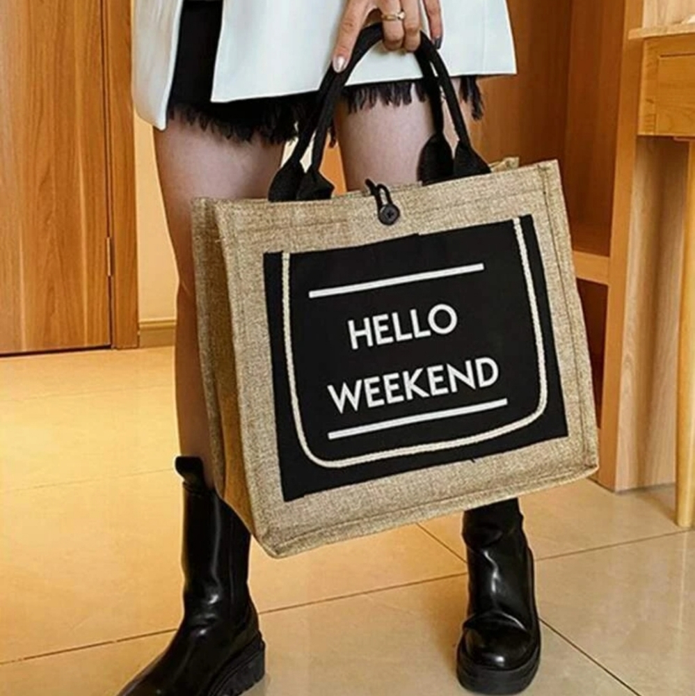 COPY - 5 STAR RATED Beach Summer Hello Weekend Letter Tote Beach Bag 🏖